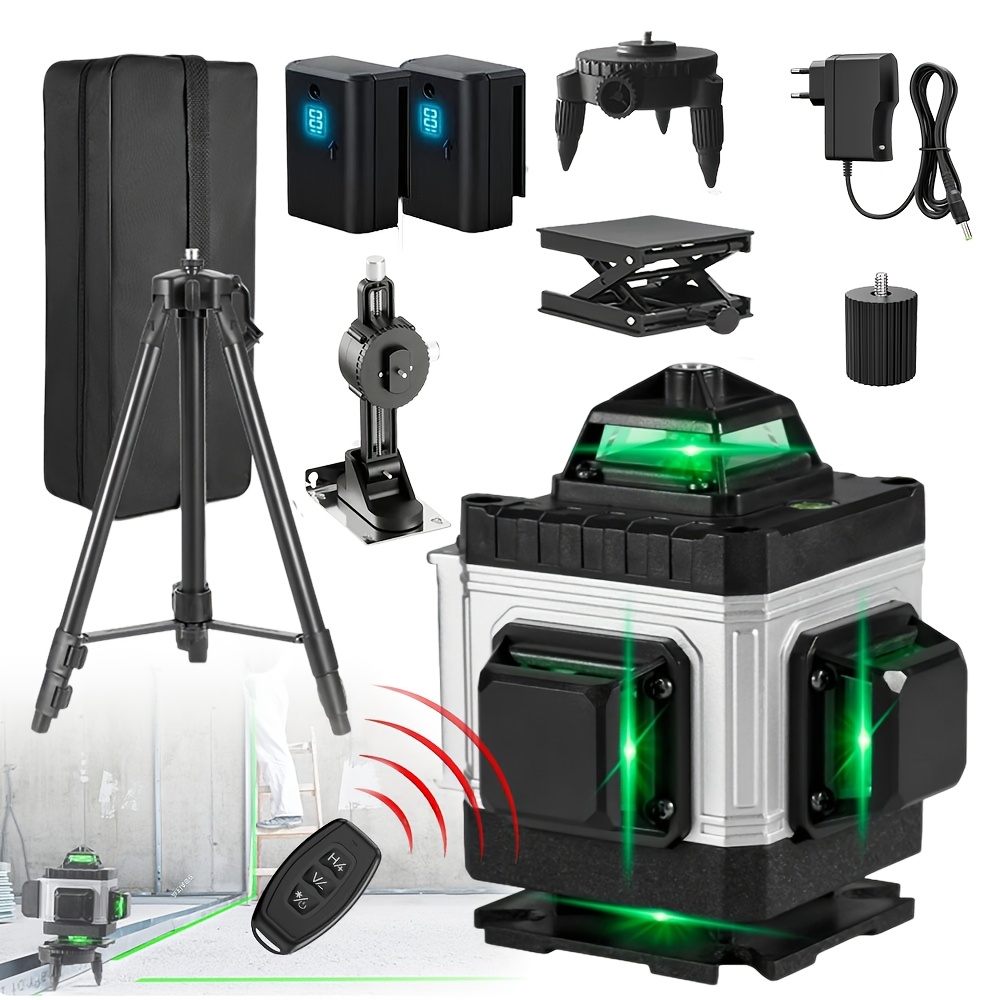 Image of 16 Line Laser Level, Self Leveling Green Beam 4x360 Professional Cross Horizontal Vertical Line Laser Tool With 2 (rechargeable Lithium) Batteries For Construction Tiling Picture Hanging