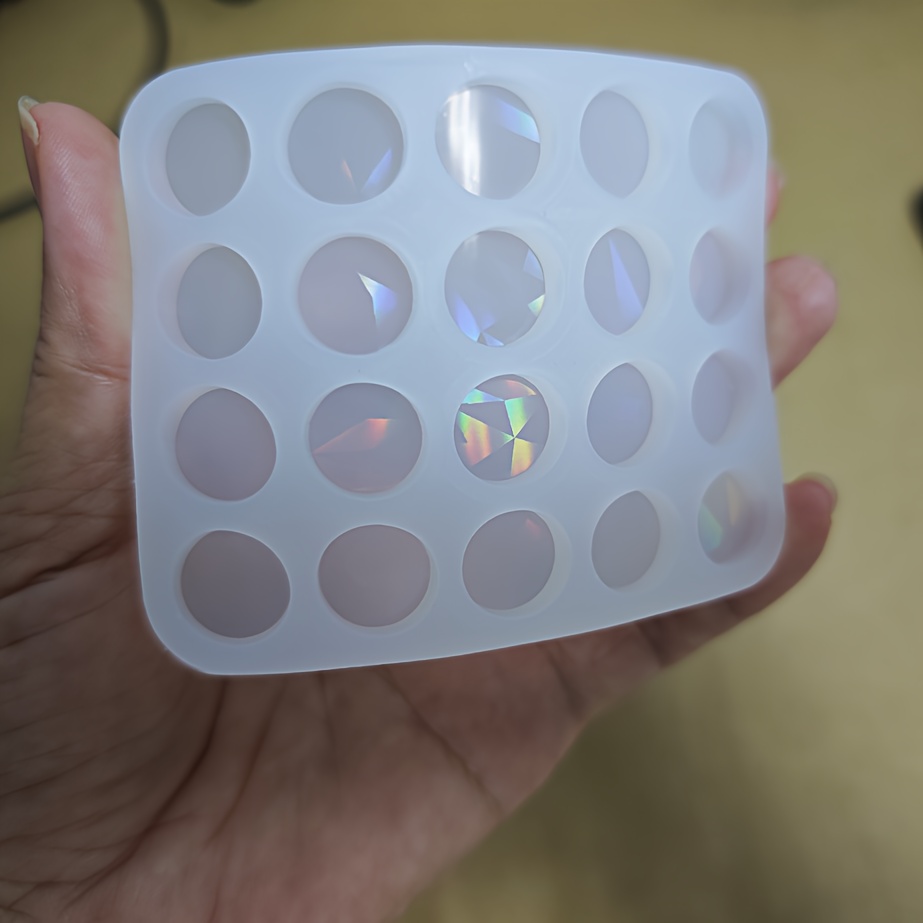 TEMU Molde de Aretes Redondos Holográficos - Molde de Silicona para Fundición de Resina Holográfica para DIY, Collares, Pulseras | Forma de Aretes de