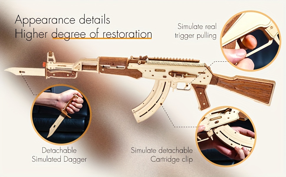 3d wooden puzzle   rifle model - diy craft kit, relax   puzzle, vintage home decor, perfect christmas gift for teens and adults,   model, desktop decoration Product details 3