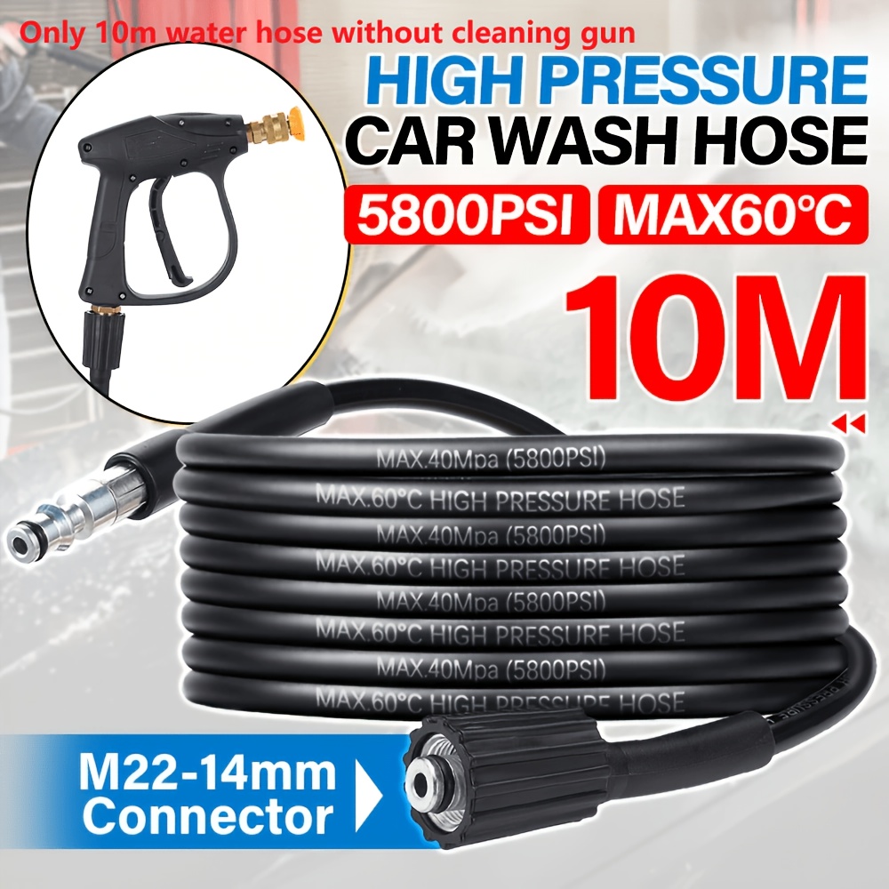 TEMU Tubo di ricambio per autolavaggio ad pressione, tubo di pulizia ad pressione con connettore M22-14mm 5800PSI per la maggior parte delle macchine