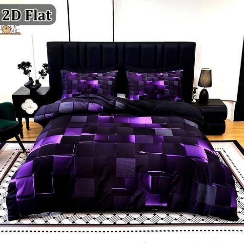2d flat 2 3pcs trendy and cool technology digital printing pillowcase set a of patterns from versatile for home use machine washable four sizes single king 1 quilt cover 1 2 pillowcase no filling 2d flat