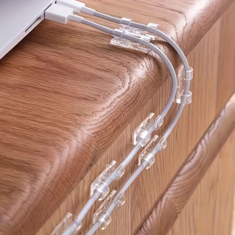 20pcs Self-Adhesive Transparent Cable Clips for Wire Management