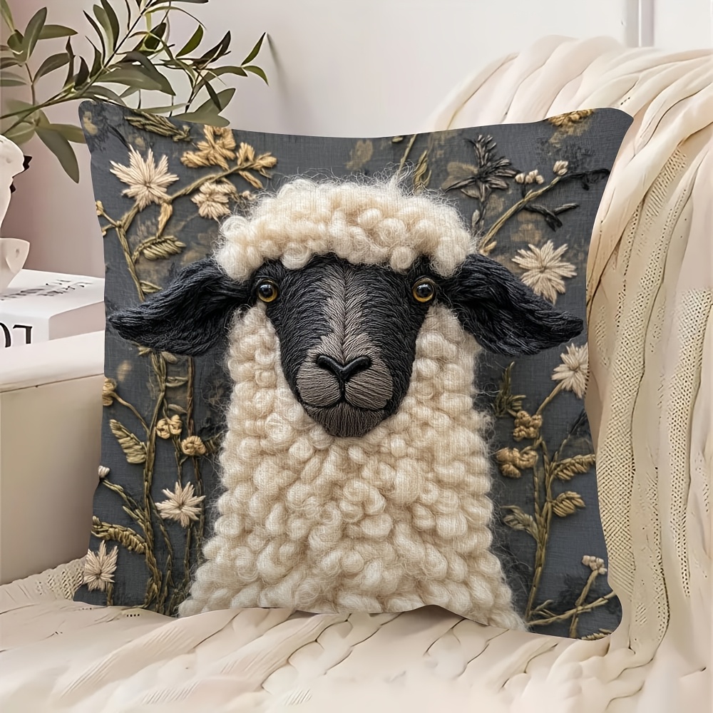 

1pc Contemporary Knit Fabric Throw Pillow Cover, Double-sided , Super Soft Short Plush Decorative , Polyester, With Zipper Closure, Hand Wash, For Room Types - Qwch6383