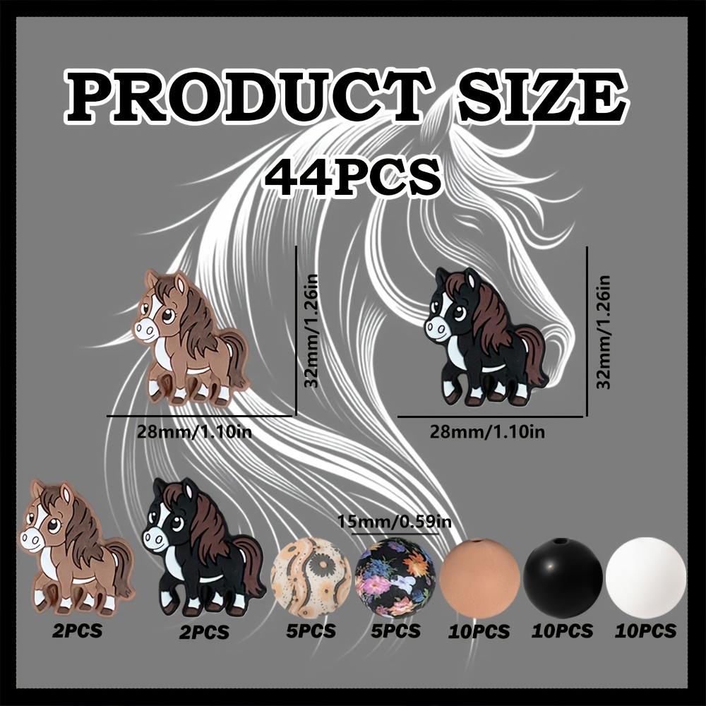 TEMU 44pcs Perles en silicone Marron et Noire | Bijoux, Breloques de Téléphone, Décorations de Stylo, Durable et Flexible, Perles Artisanales sur le