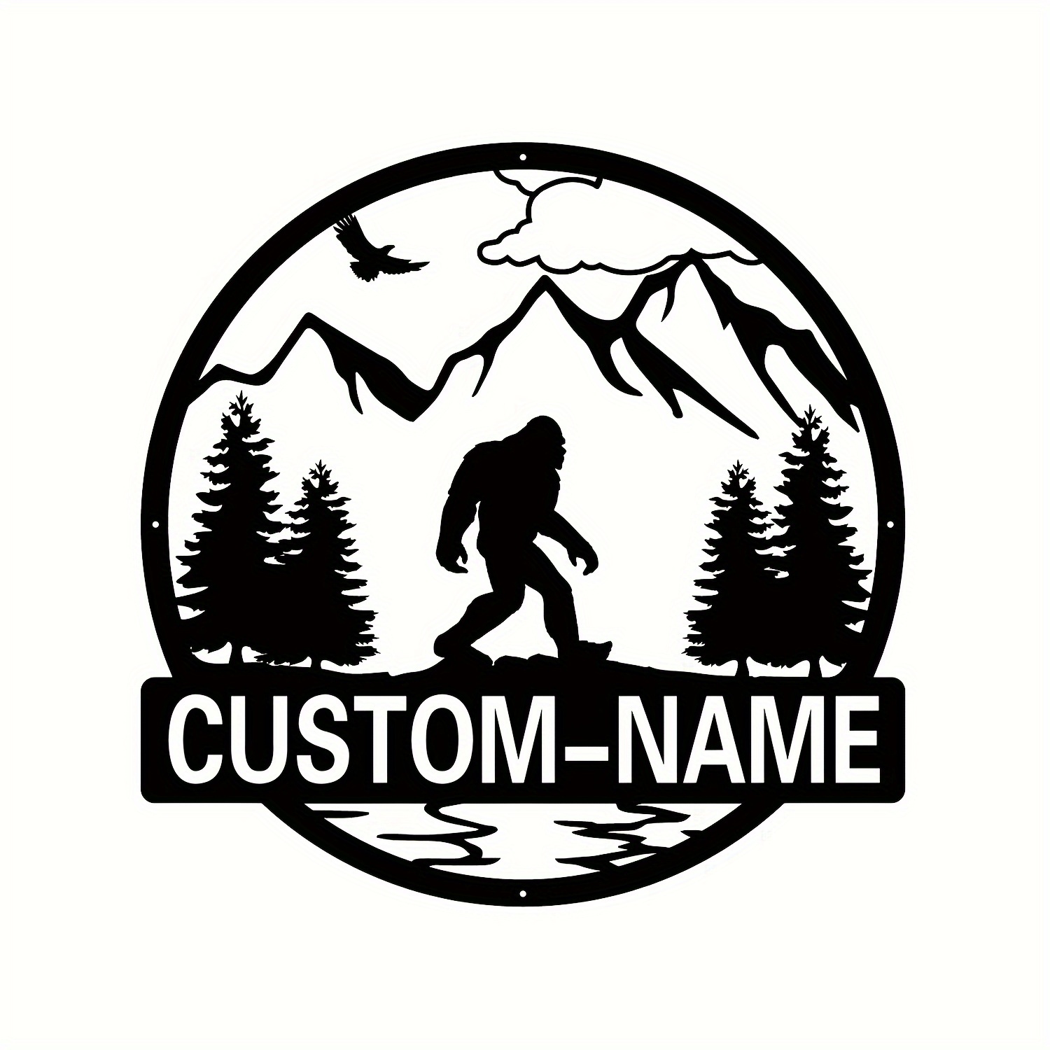 

Custom Name Metal Sign - Sasquatch Mountain Theme - Home & Yard Decor, 9.84x9.84 Inches