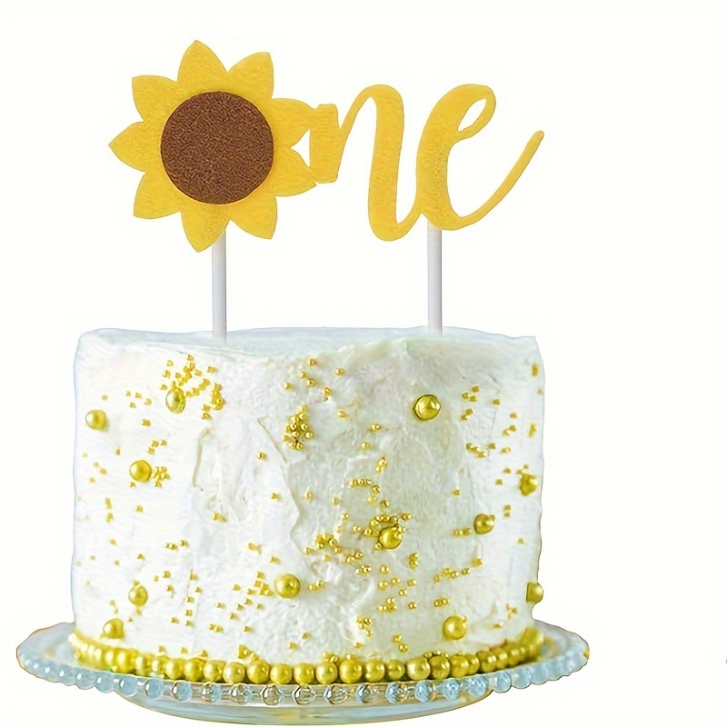 1pc Sunflower Cake Topper For Boy Girl 1st Birthday Shower, Party Cake  Decorations, Birthday Cake Supplies