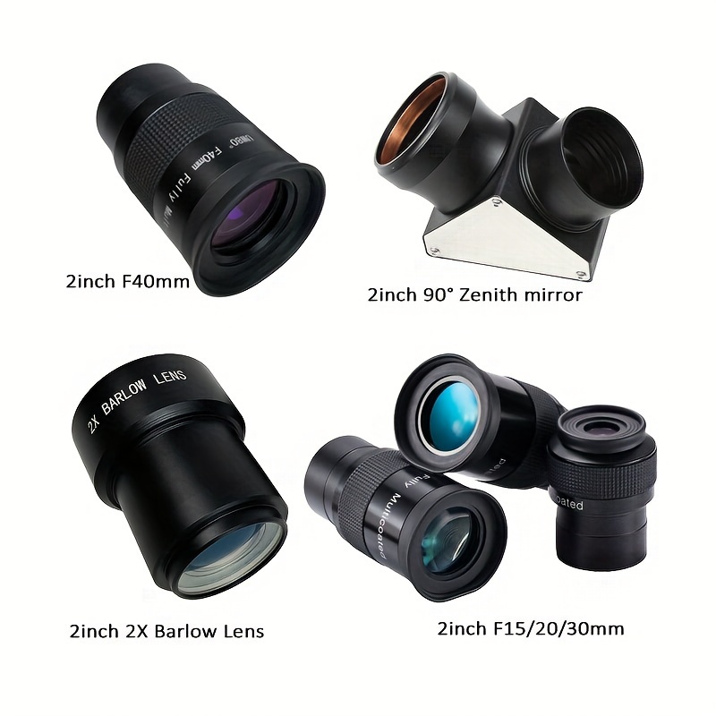   sky astronomy telescope accessories bundle with 2 inch   angle eyepieces 80 degrees f15mm 20mm 30mm 40mm 2x   lens and 2 inch 90 degree     metal high definition full surface broadband fmc coating no battery required 0