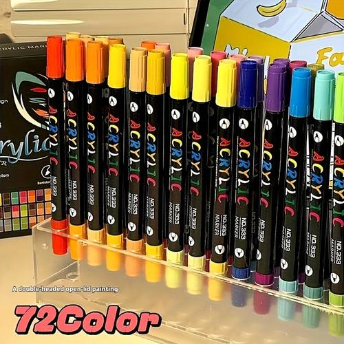 24 48 72 colors acrylic paint markers pen dual tip acrylic paint markers with brush and for adults rock painting glass ceramic crafts making school supplies