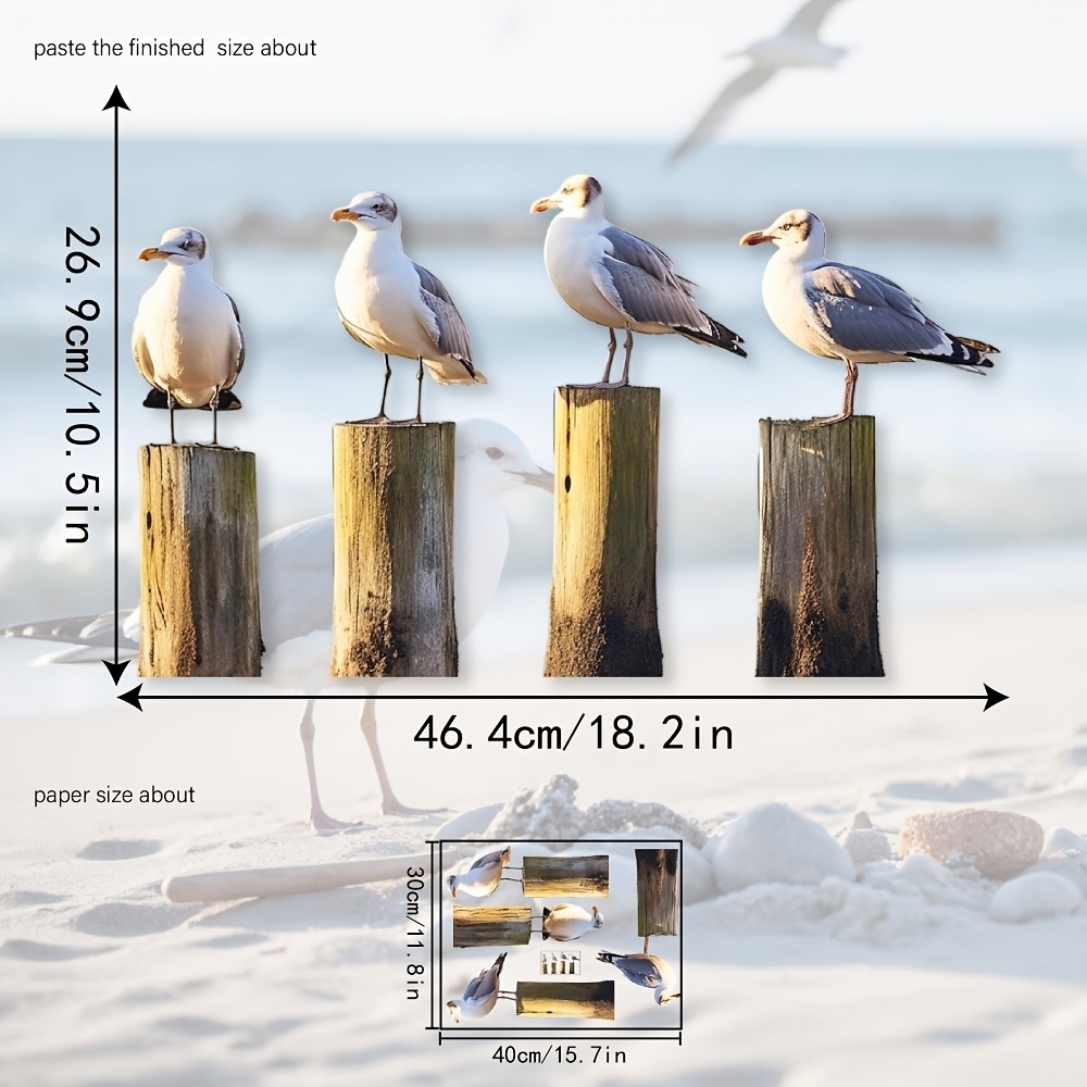 A Popular Roll Of Seagull-themed Window Stickers For An Ambiance, Designed For Decorating Room Glass Windows With Static Cling