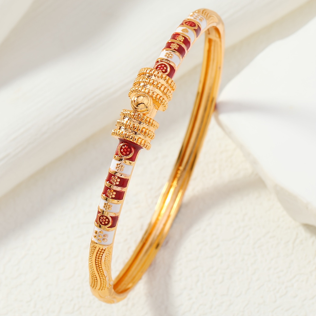 24k golden plated womens cuff bracelet vintage ethnic Temu Canada