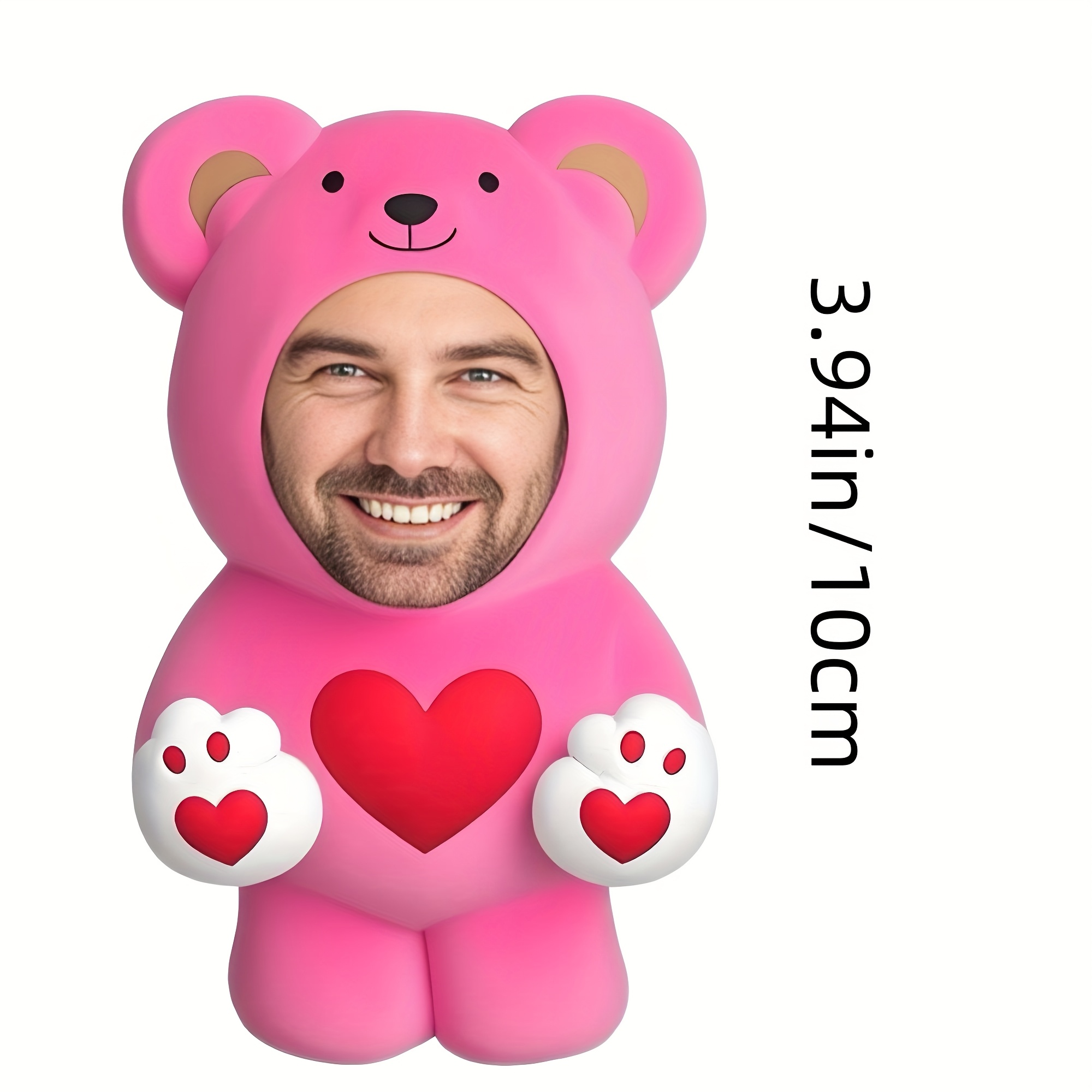 E-shop [Kundensitzkissen] Personalisiertes rosa Herz Bär Foto Kissen, geeignet für alle Jahreszeiten Sofa- und Bettdeko, anwendbar für Vatertag,