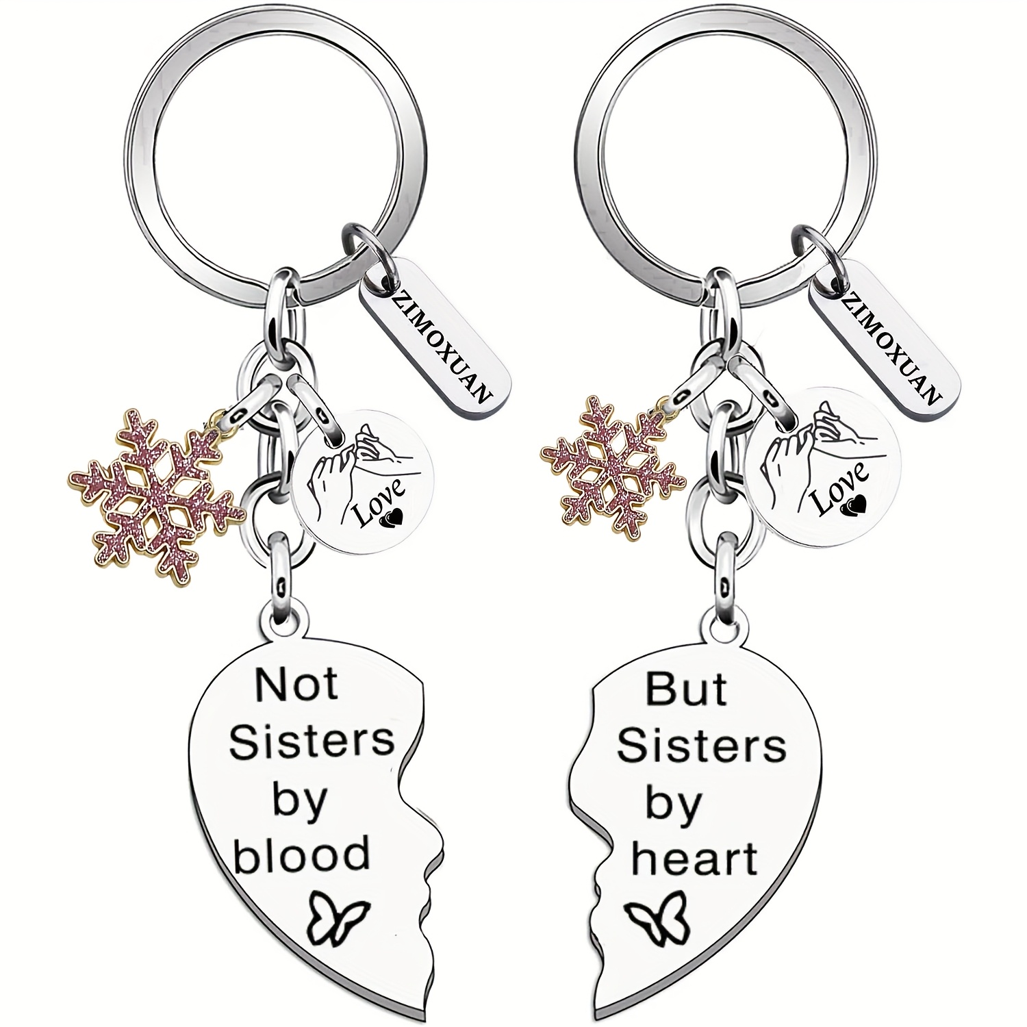 Image of Zimoxuan 2pcs Sister Key Chain With Snowflake Charms, Best Friend Gift For Women, Not Sisters By , Friendship Gifts For Birthday Christmas