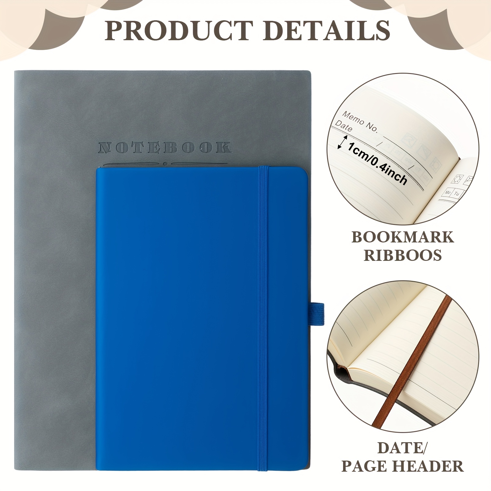 5pcs a4   leather notebooks 360 pages lined thick paper softcover hardcover options     and business writing 8 5 x 11 multicolor Product details 3