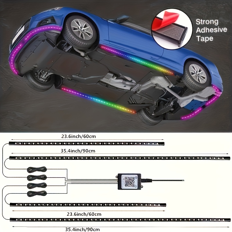 TEMU 2025 New 4pcs Set Golf Cart Chassis Light Group, -color Rgb Music Synchronization, Rv Exterior Lighting, Off-road Vehicle Led Light Strip, Truck