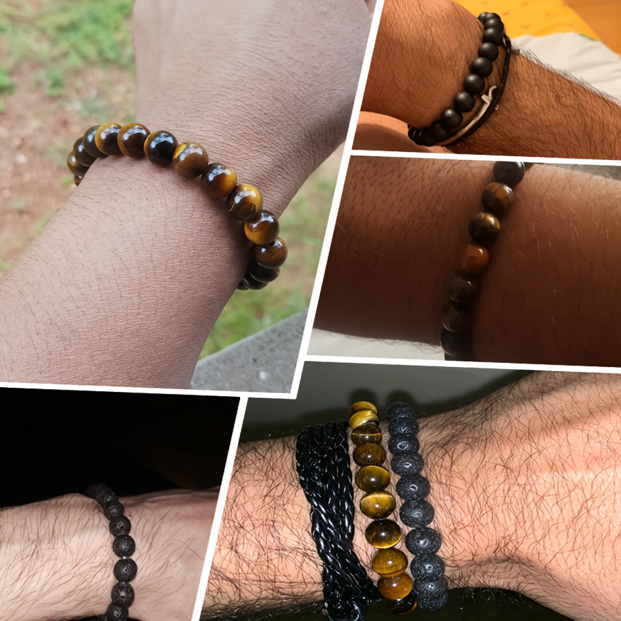 

Stylish Men's Braided Bracelet - Adjustable, Natural Stone, Casual Attire & Gifts