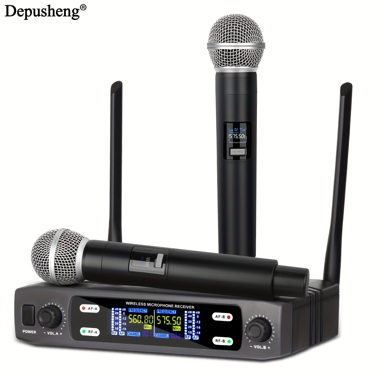 

Depusheng X2 Professional Wireless Microphone Dual Portable Microphone Uhf Wireless Receiver Suitable For Ktv Family K Song Stage Performance