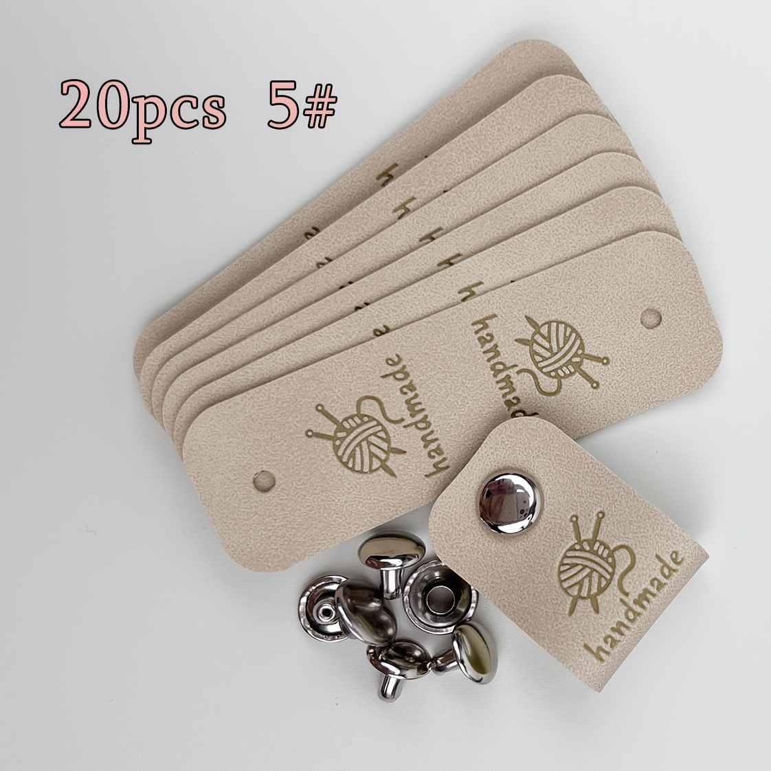 TEMU 20pcs Diy Synthetic Leather Tags For Handmade Items Diy Tag For Knitting & Crochet, 2.01*6.3cm Synthetic Leather Tags With Rivets, Handmade Tags