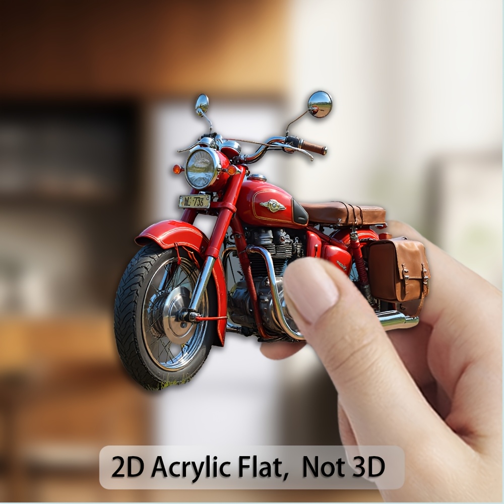 TEMU 1pc Of Vintage British-style Motorcycle Adventure Gear| , Featuring Accents And Saddlebag, Equipped With Acrylic And Rubber Soft Magnets,