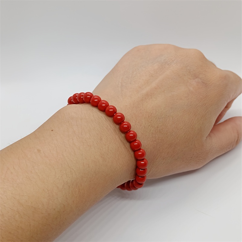 Vintage Natural Cinnabar Bead Bracelet, Beaded Jewelry, All Seasons
