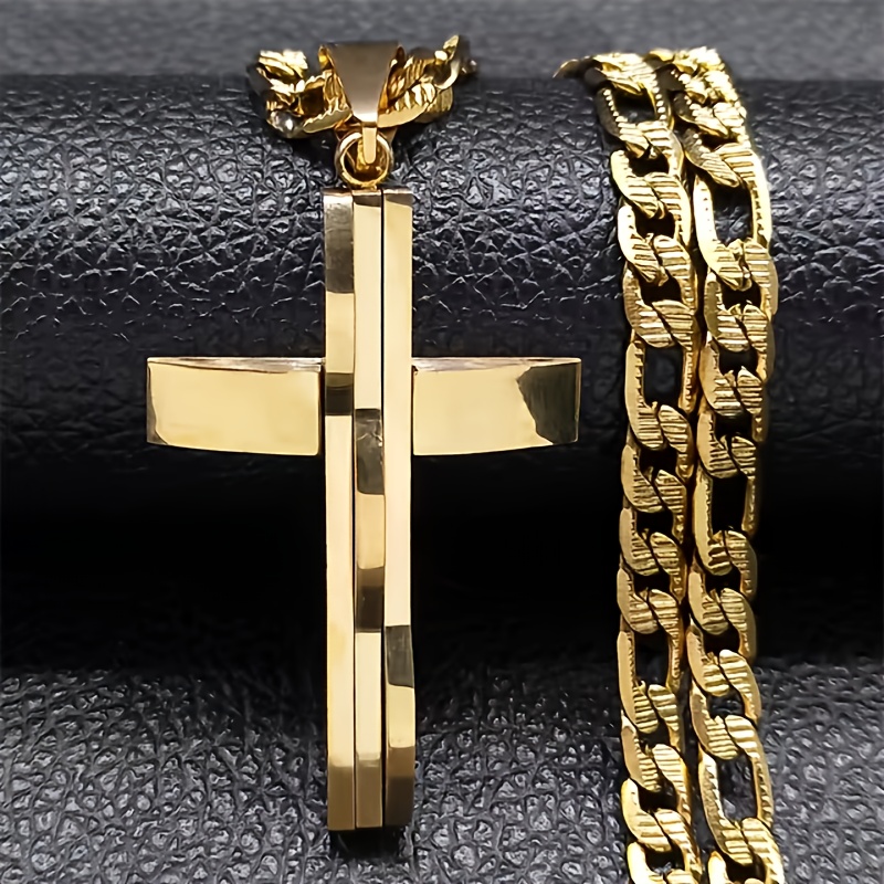 Men's Hip Hop Cross Layered Pendant Necklace