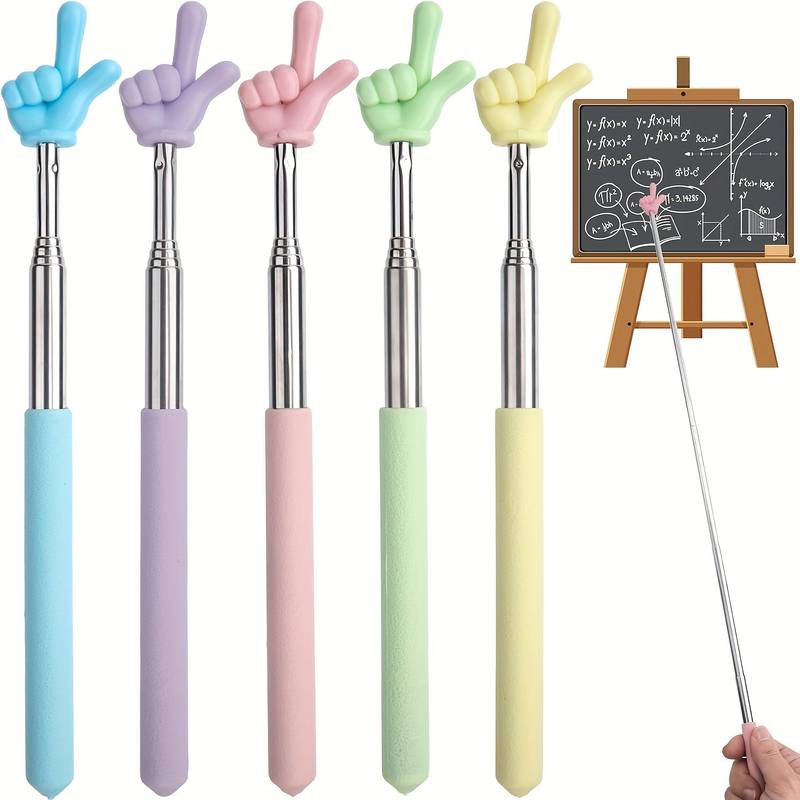 3 Pack Telescoping Finger Pointer Sticks For Teachers - Extendable Classroom Pointer For Presentations & Teaching