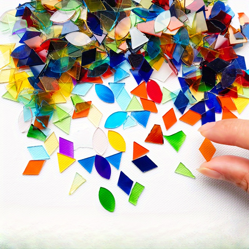 Image of 200pcs Assorted Colors Transparent Mosaic Glass Pieces For Glass Art, Candelabra And Turkish Lamps Mosaic Lamp Making Materials - Glass Materials