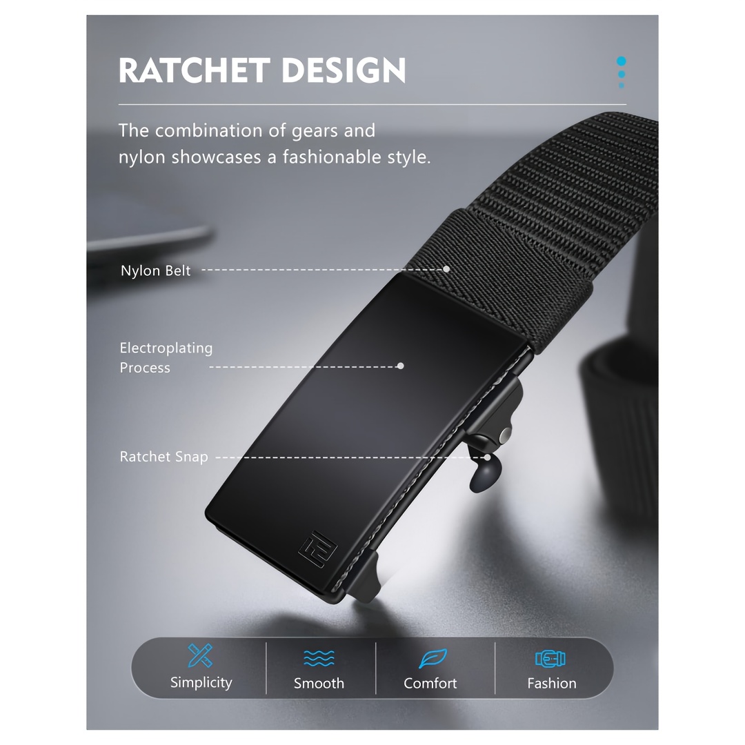 Men's Ratchet Web Belt with Automatic Buckle