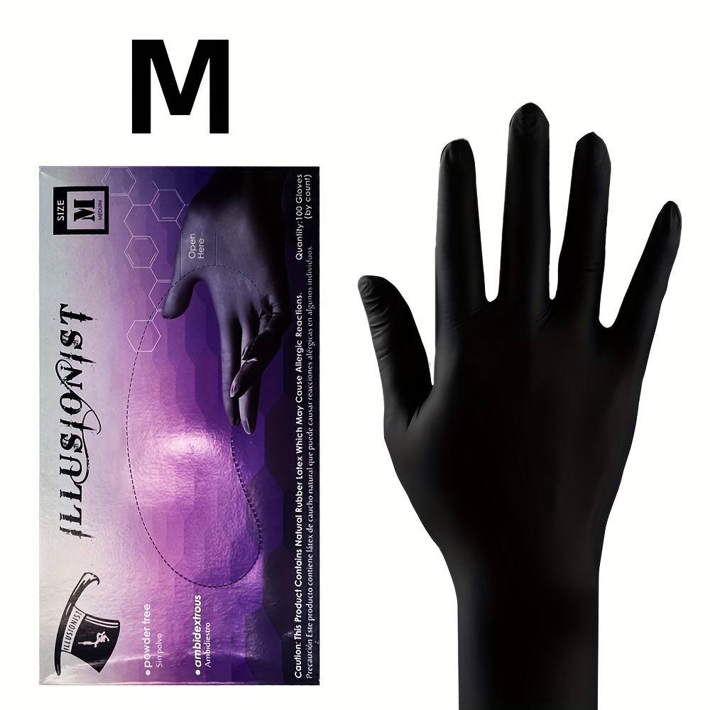 TEMU 100pcs Of Black Disposable Gloves For Tattoos, Waterproof And Ideal For Tattooing, Hair Dyeing, Pet Grooming, Salons, Household Tasks, For Home