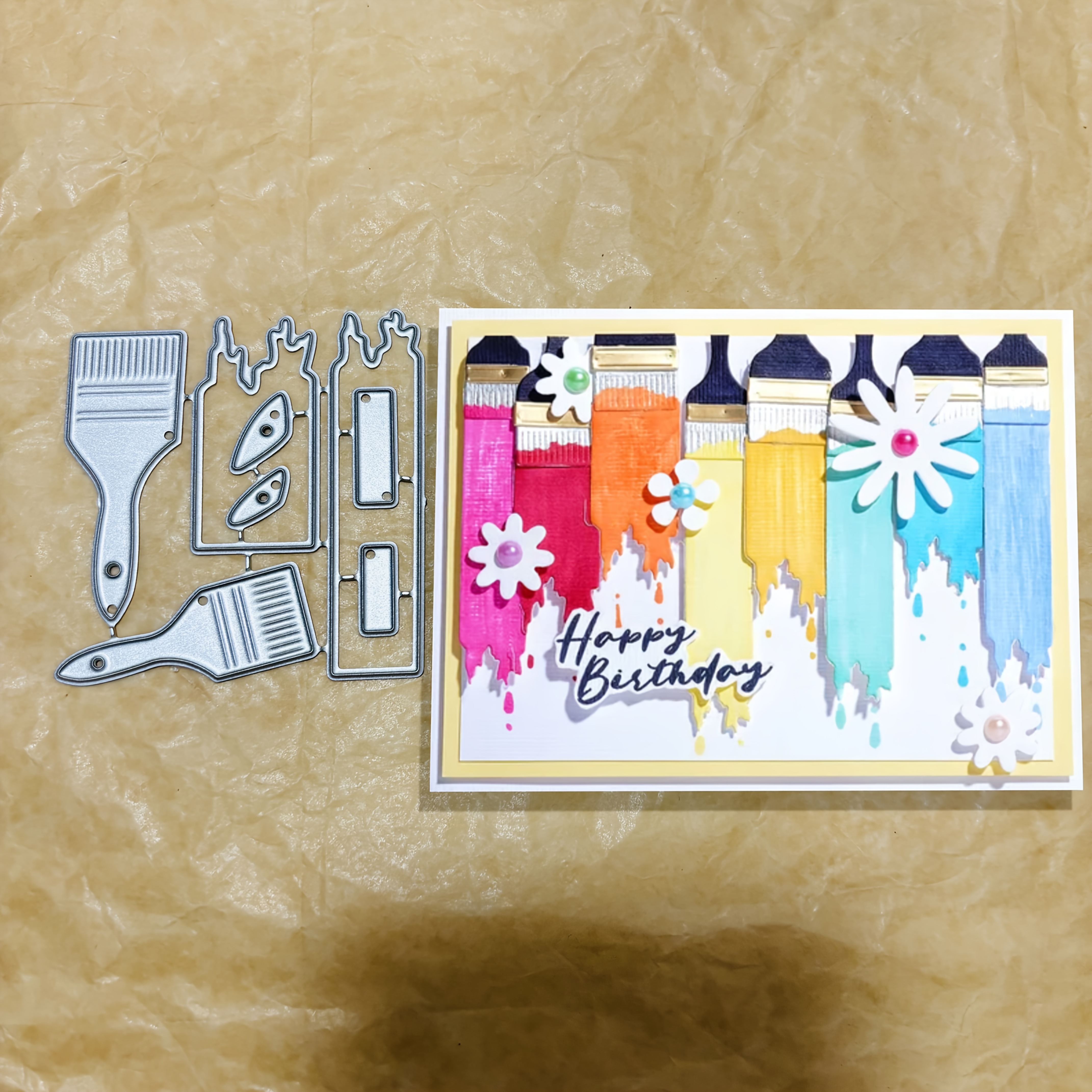 TEMU A Set Of Oil Brush Patterns For Scrapbooking And Card Making With Metal Cutting Dies, Ideal For Romantic Craft Projects!