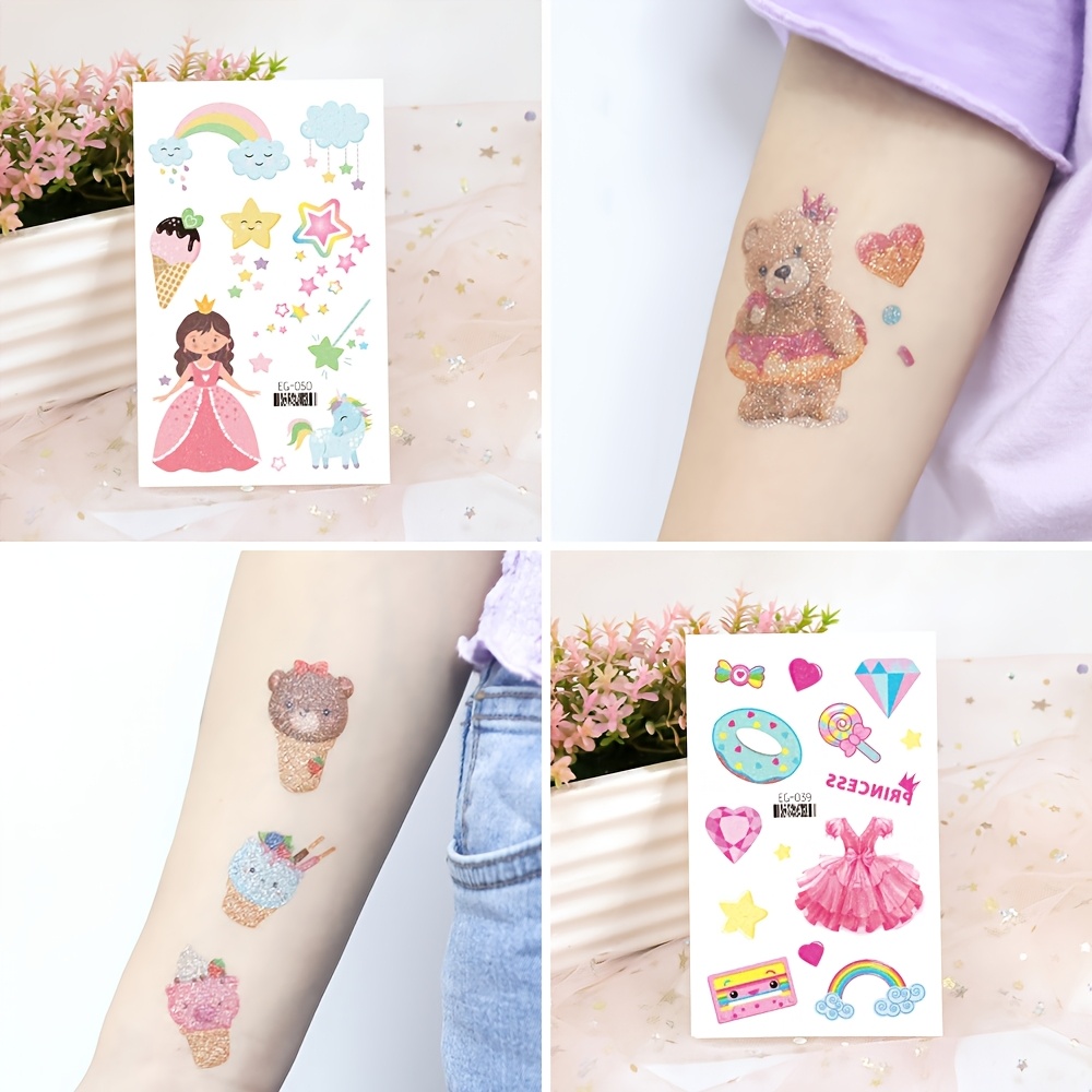 12 Sheets Glitter Dream Princess Tattoo Stickers