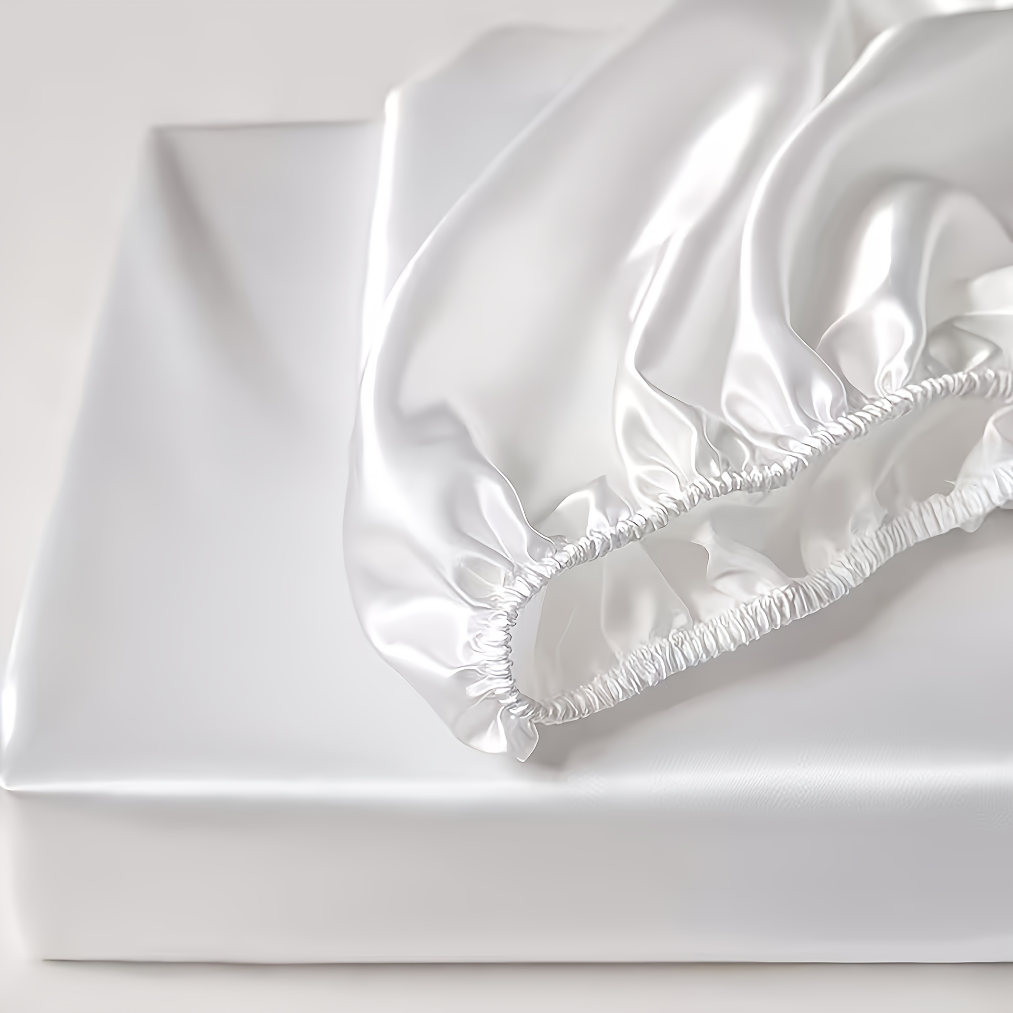 Image of 1pc Luxury Satin Fitted Sheet, Solid , 30cm Deep Pocket, , Durable And Bedding, In All Sizes, Perfect For Bedrooms, Hotels, Guest Rooms, Local Warehouse No Pillowcase