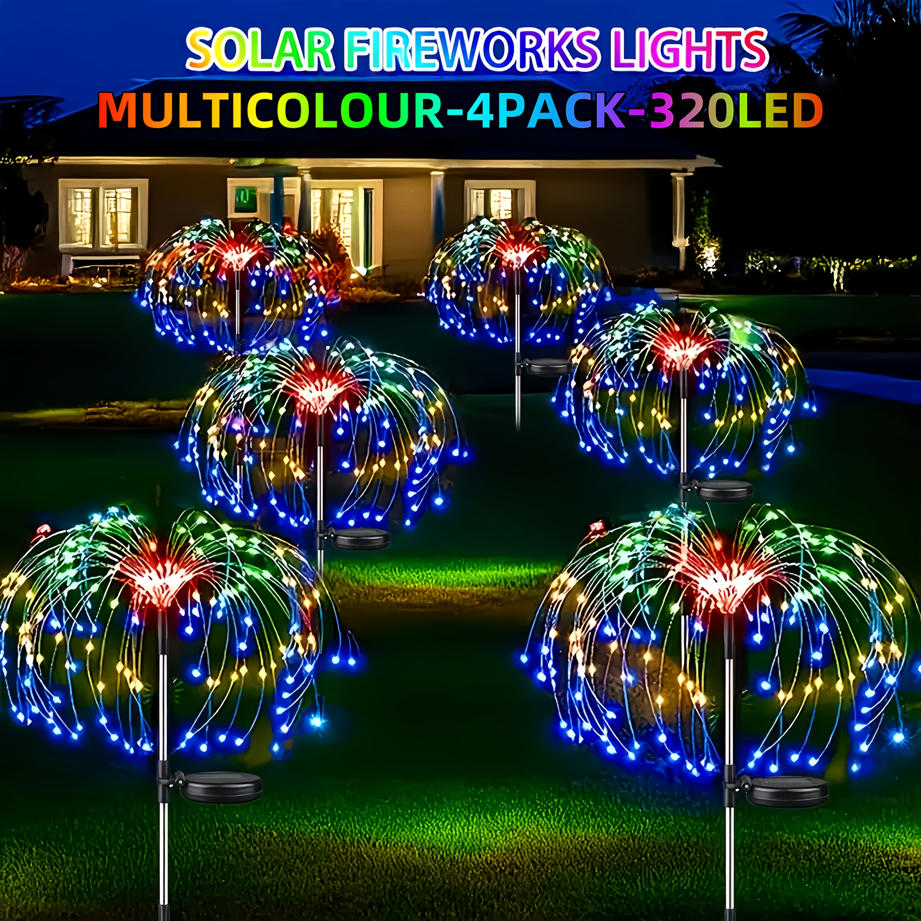 8pcs outdoor solar light 480 640 led outdoor fireworks light 8 lighting   outdoor waterproof suitable for christmas yard wedding garden decoration revival holiday diy decoration lawn solar light outdoor waterproof 4pcs 240 320led