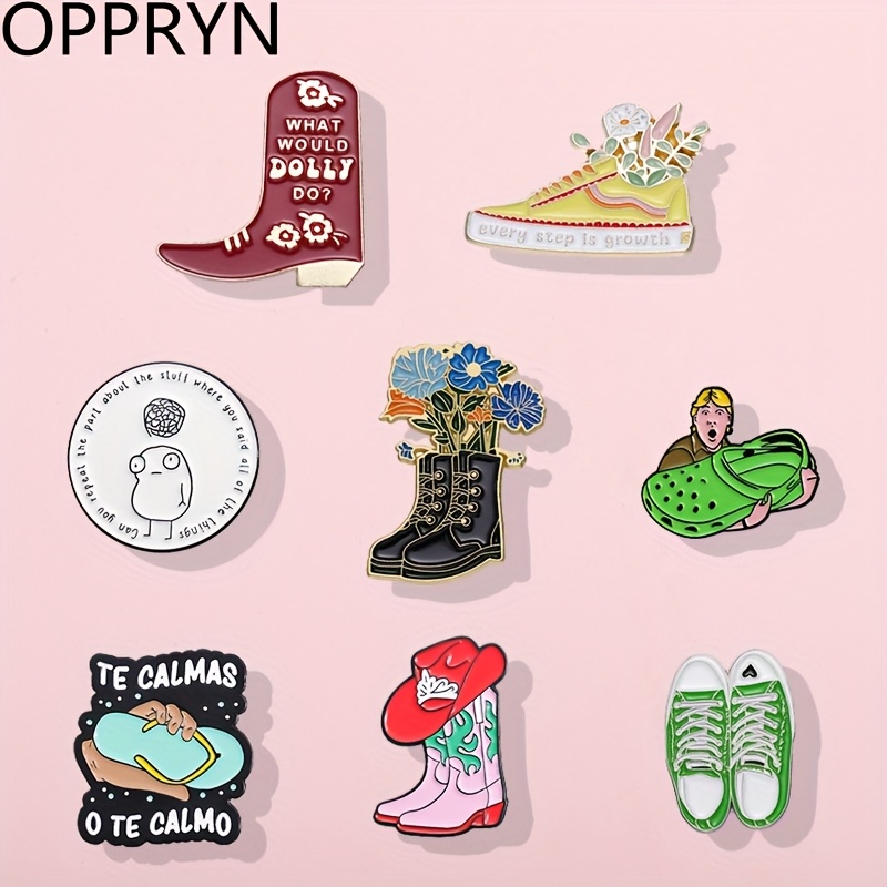 8pcs   creative boots badge chic enamel alloy brooch unisex clothes backpack hat accessories gifts for  