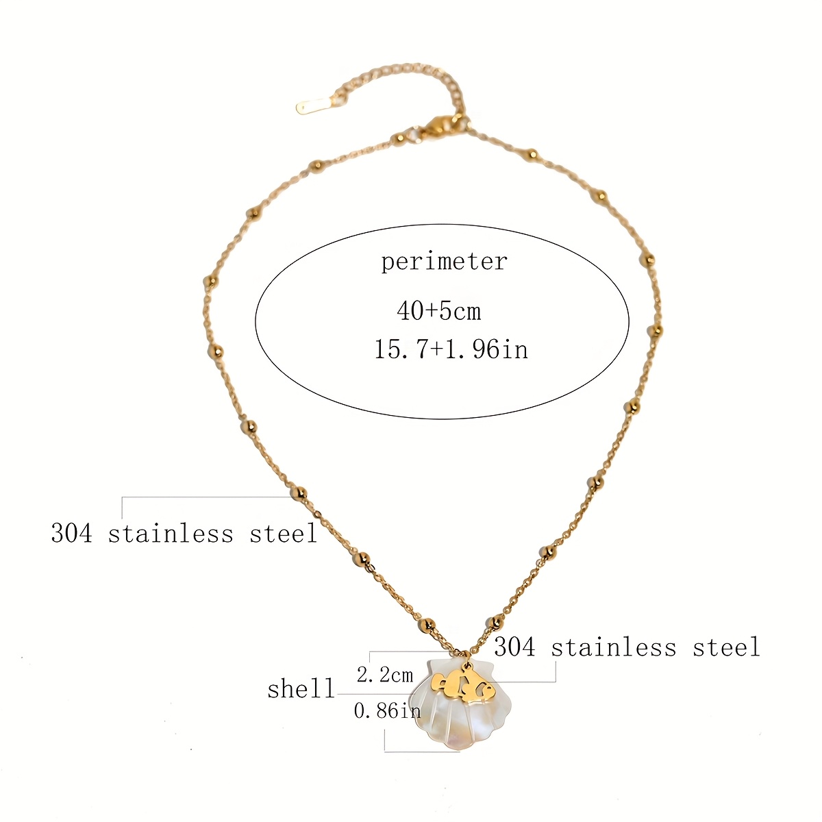 Ocean Series Golden Bead Chain Necklace with Seashell & Devil Fish