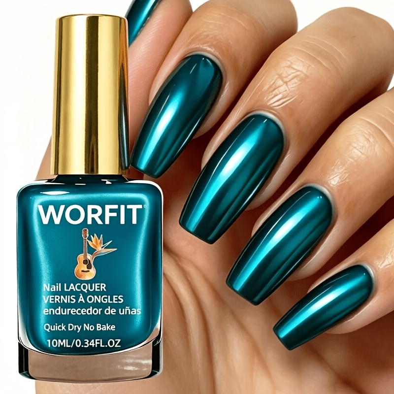 Image of Liquid Metal Green Nail Polish, Dries, Perfectly Fits Surface. Suitable For All Such As Daily Commuting, Workplace, Dating, Weddings, Students, Etc. 0.34oz, High Cost-performance. In A Portable Bag