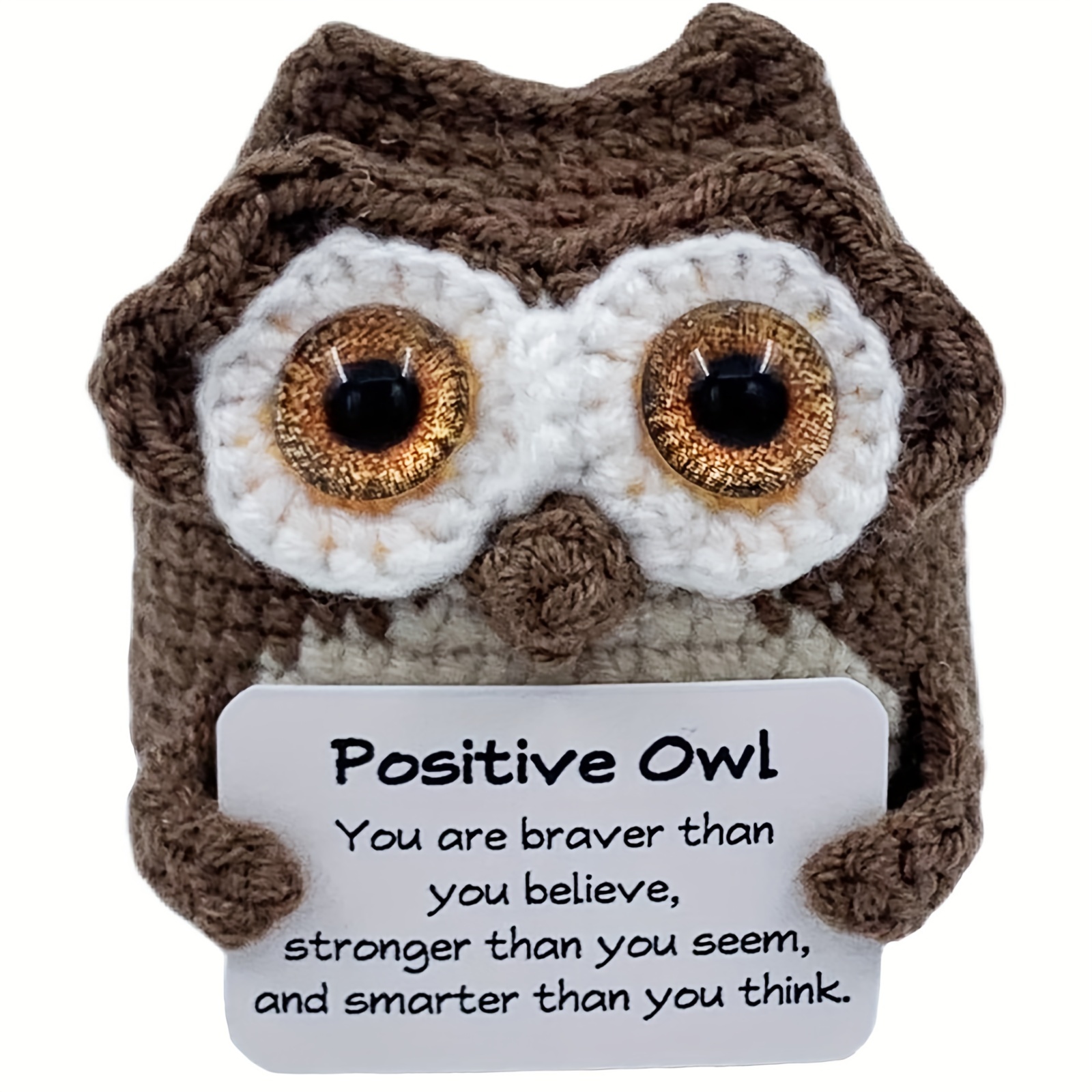 

Cute 3.14" Positive Owl Crochet Toy - Soft Wool Knit, Emotional Support With Encouragement Card, Perfect Birthday Gift For Teens & Adults