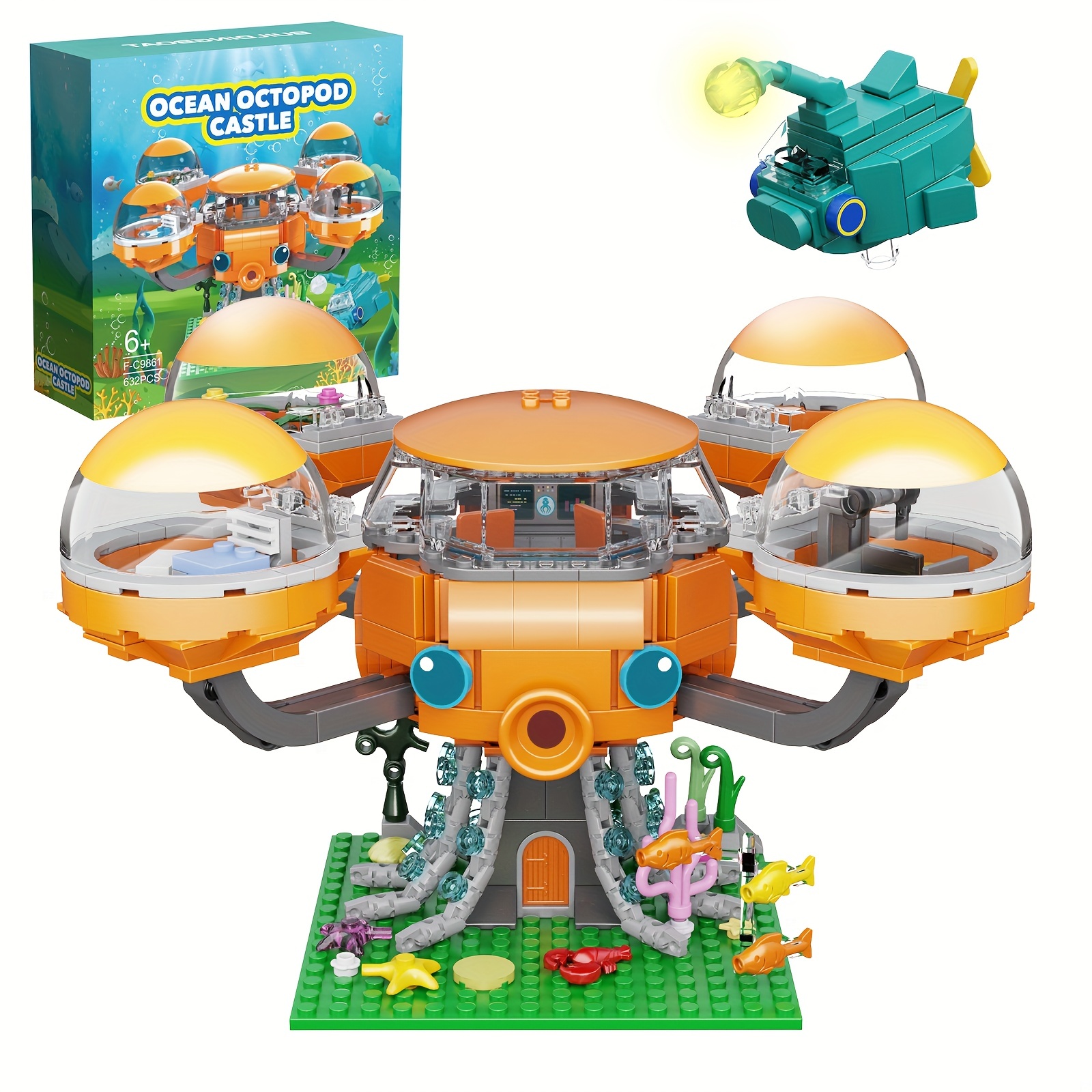 

632 Pieces Popular Animated Ocean Octopus Building Blocks Playset Fans Building Blocks Playset Fun Room Decorations Best Gift