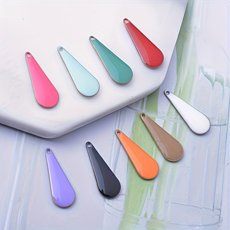 10pcs Double-Sided Enamelled Water Drop Charms for Jewelry Making
