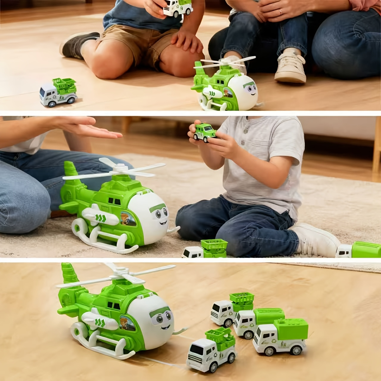 Transformable Toy Storage Vehicle Set with Pull-Back Garbage Truck