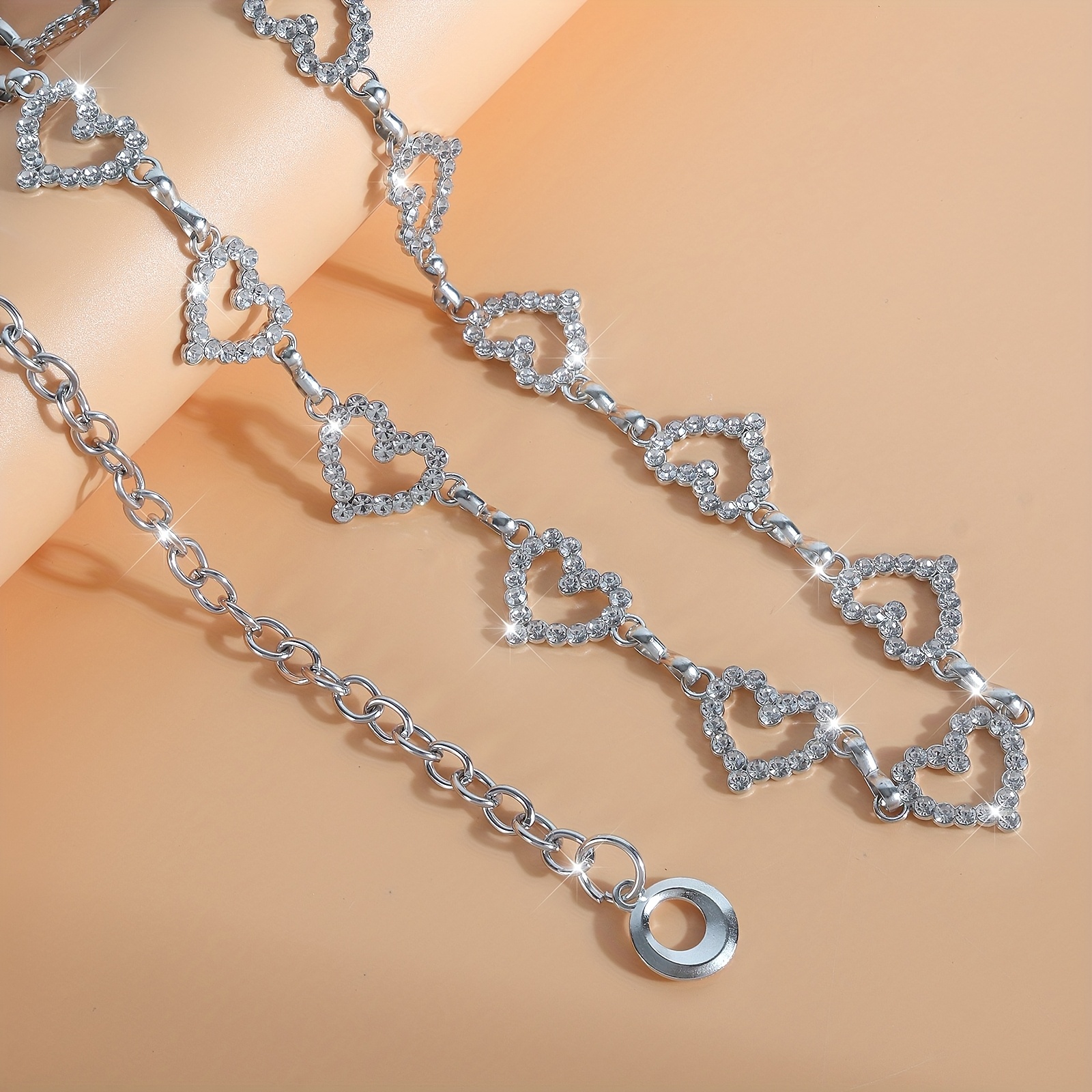 3874 Metal Waist Chain Women- Love Hearts Pendant Adjustable Body Link Metal Waist Chain Women - Love Hearts Pendant Adjustable  main image 4