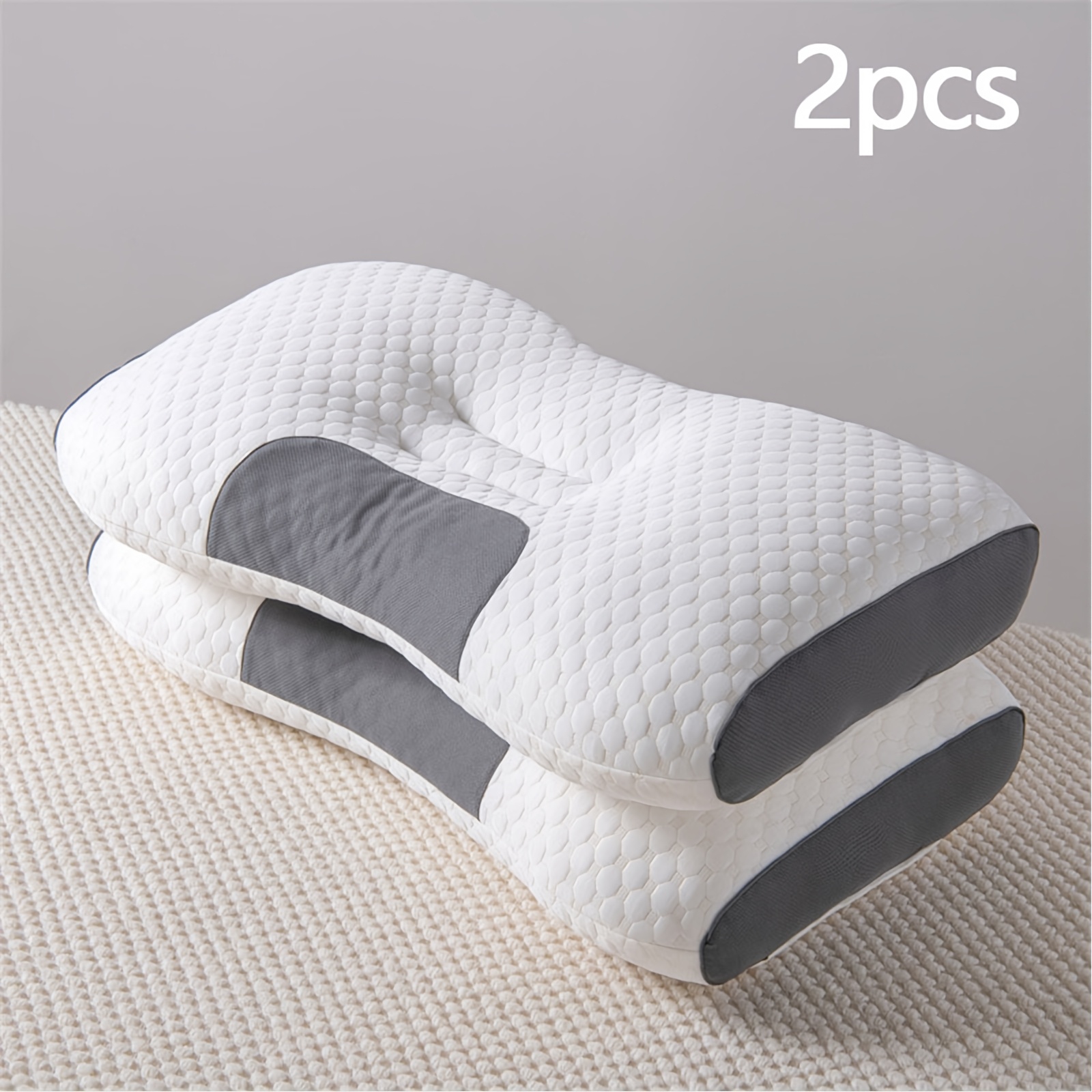 TEMU 2pcs Pillow Thin Pillow Sp Neck Protector Sleep Massage Pillow Pillow Moisture Absorbent Air Bedding Living Room Bedroom Decorative Pillow