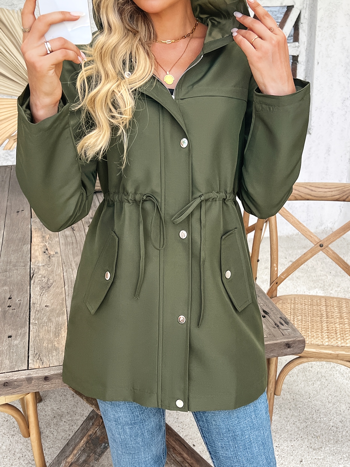Trench Coat Olive Green Winter Coat Women's Olive Green