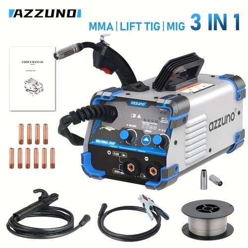 kohteen kuva mig/mma-250f 3-in-1 monitoimihitsauskone | mig/mma/lift tig kannettava hitsauskone | digitaalinen näyttö ja tehokas jäähdytysjärjestelmä | täysi lisävaruste paketti | soveltuu , autokorjaukseen ja metallin käsittelyyn