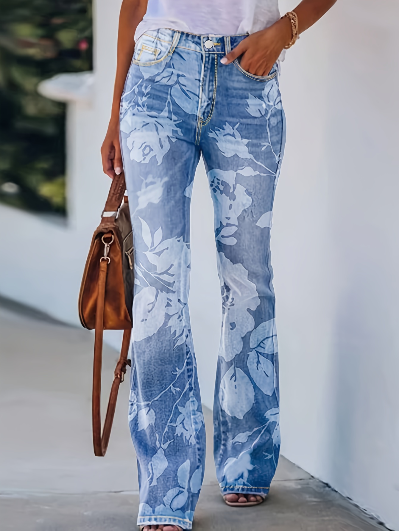 Women Printed Flared Jeans