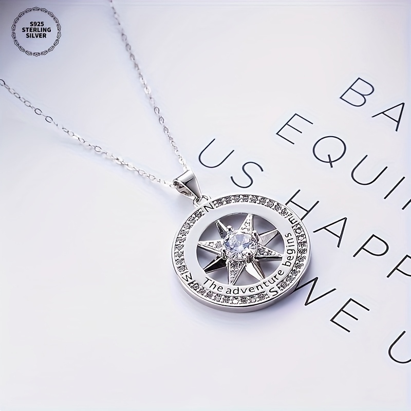 

925 Sterling Silver Compass Pendant Necklace (contains Of Silver) Gift For Wife, Compass Jewelry Women's Wedding Anniversary, Sterling Silver Girlfriend Birthday Gift, Beautiful Jewelry Box Package