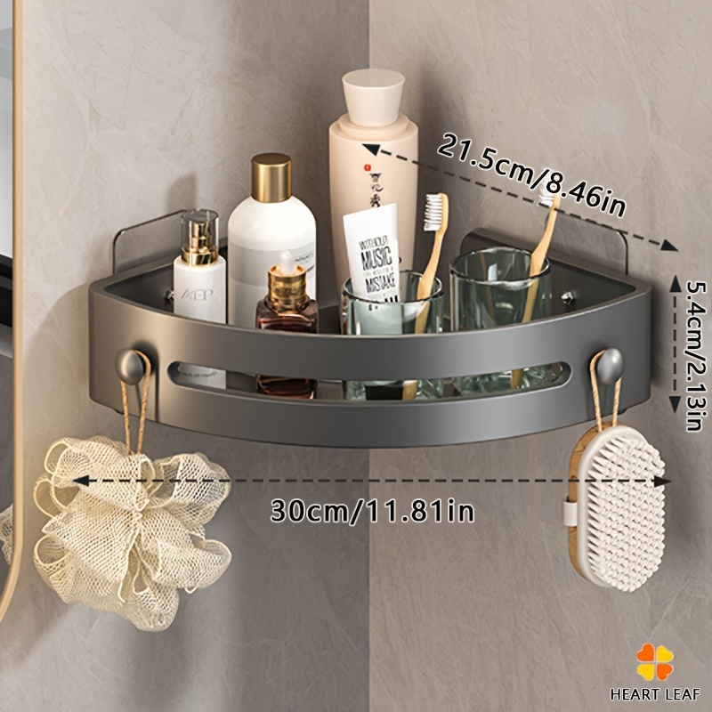 TEMU Practical Corner Shelf: Triangular Corner Shower Wall-mounted Organizer | No-drill Toilet Storage Rack, Rust-proof Bathroom Shower Organizer,