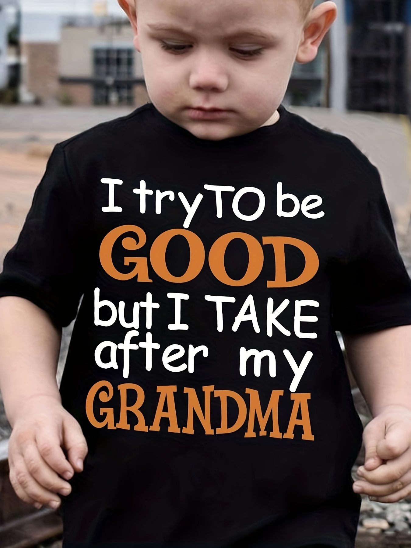 Baby Toddler Boys Short Sleeve Graphic T-Shirts, ''I Try To Be Good But I Take After My Nana'' Print, Kids Clothing For Summer