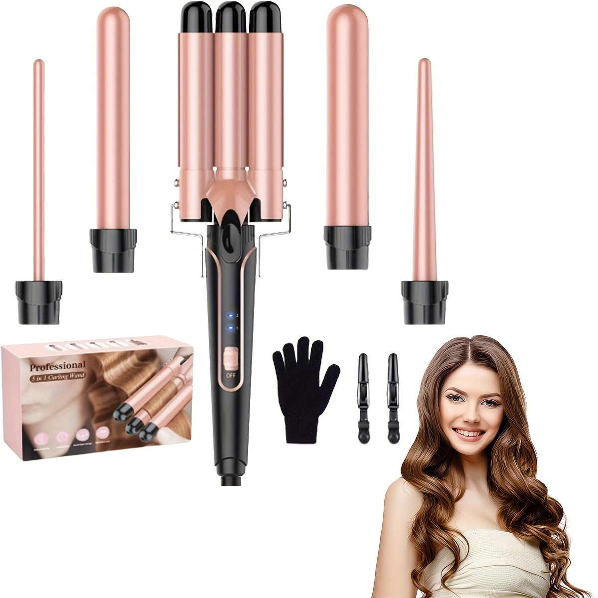 waver curling iron wand 1 curling wand set 3 barrel hair Temu