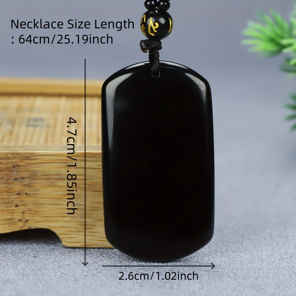 Natural Solid Black Obsidian Pendant Necklace