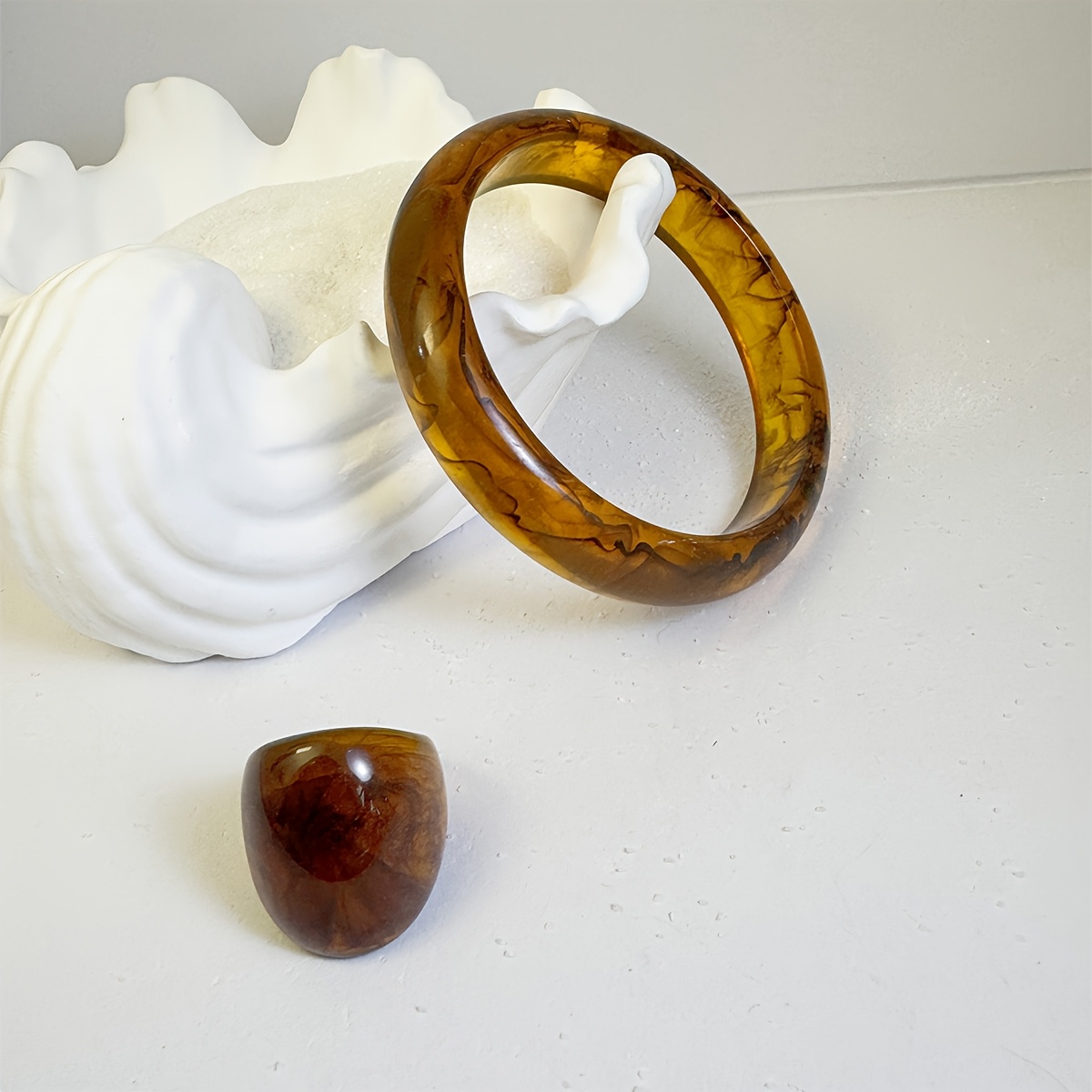 2pcs Set of Geometric Gradient Irregular Rings and Bracelets